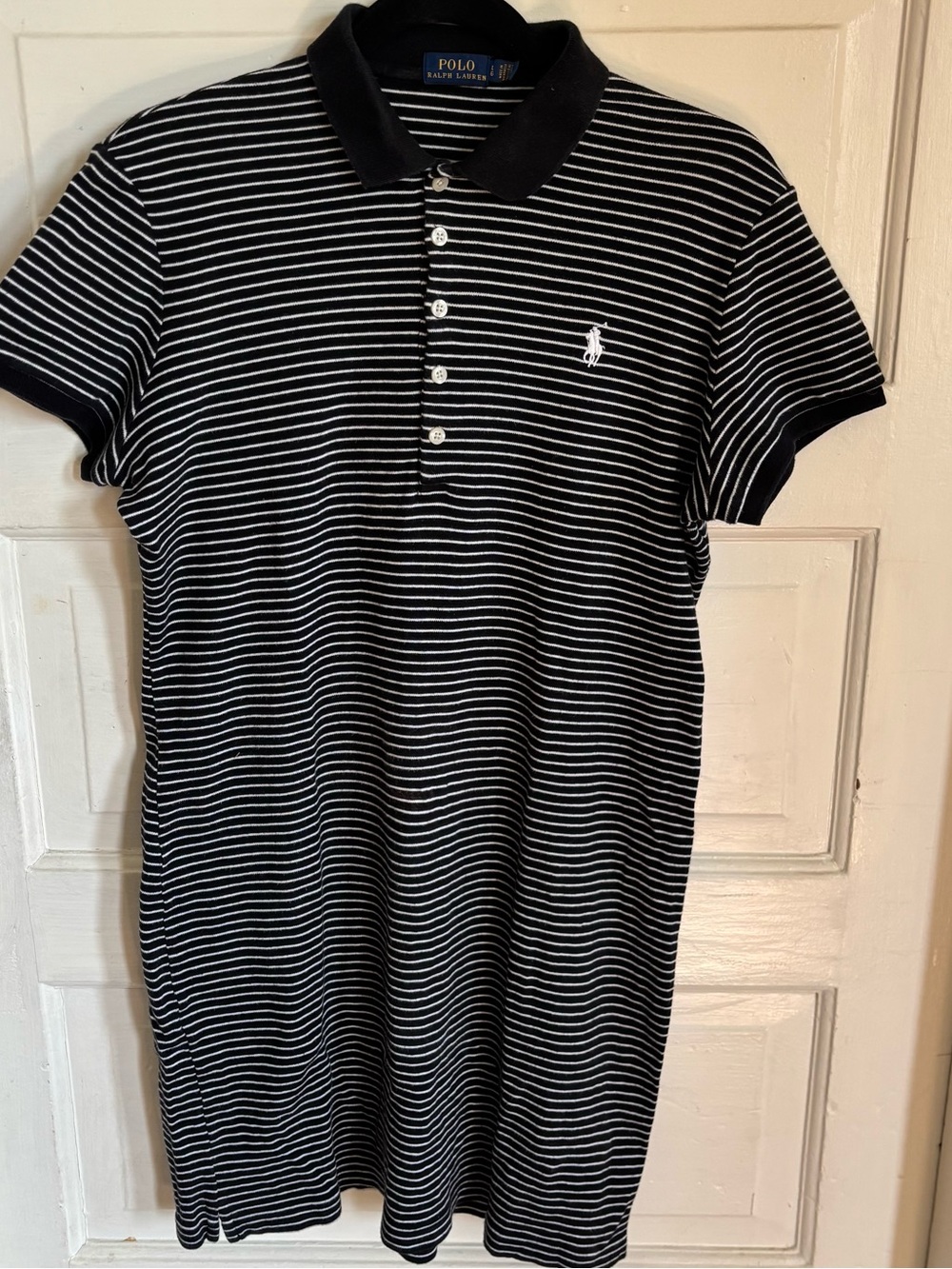Polo RL Polo Dress
Classic Polo Mini Dress
Black with Narrow White Stripe
L